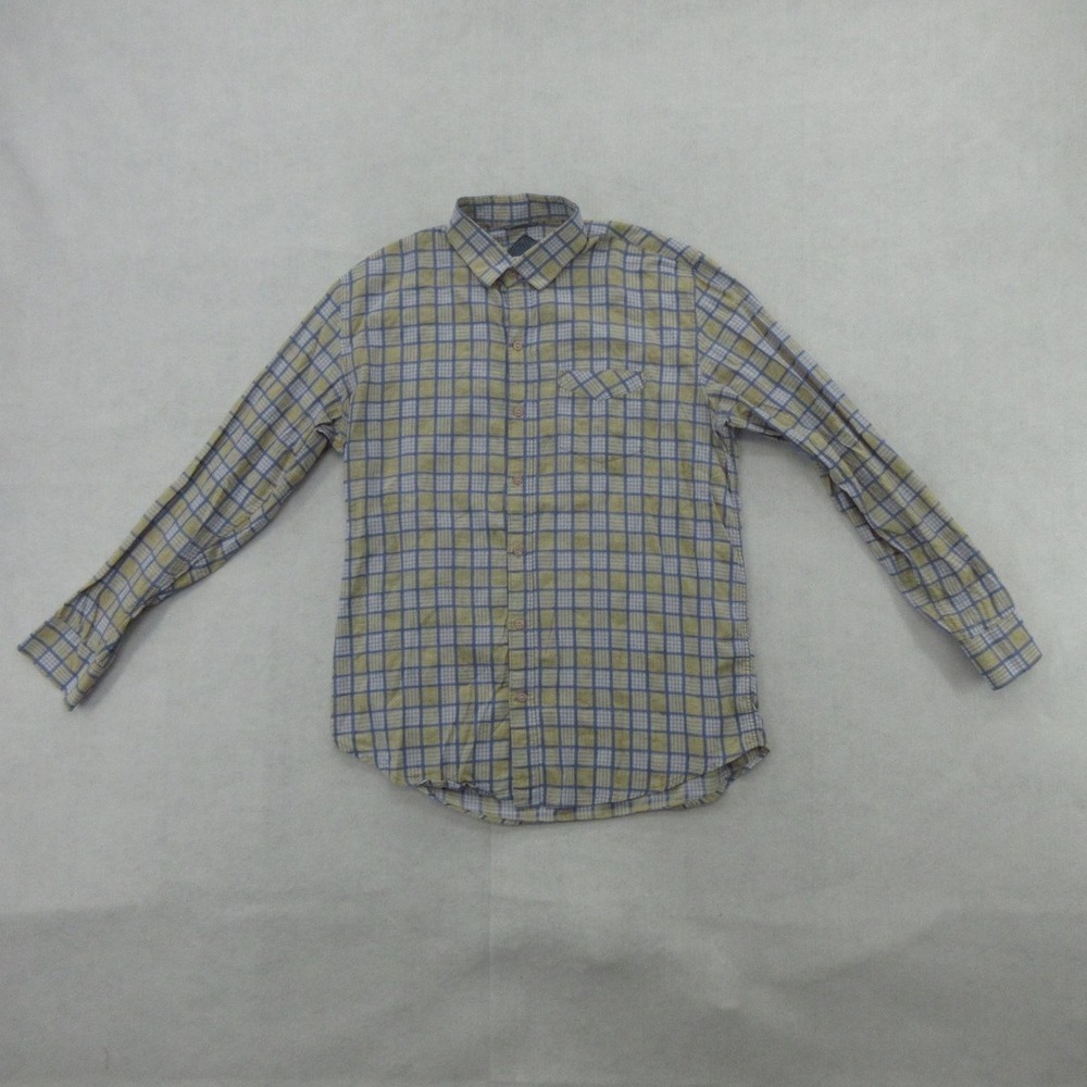 Scotch & Soda Shirt Mens XL Blue Yellow Plaid Button Front Cotton Slim Cut
